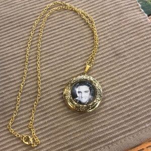Elvis Locket Gold Tone Chain